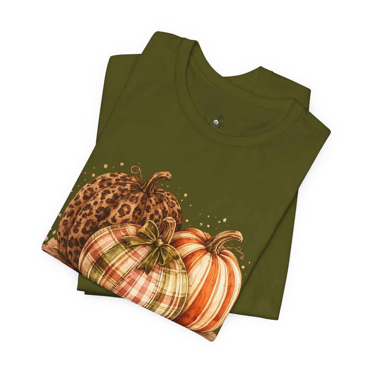 Plaid About Fall | Leopard & Plaid Pumpkin Graphic Tee Jersey Short Sleeve Tee