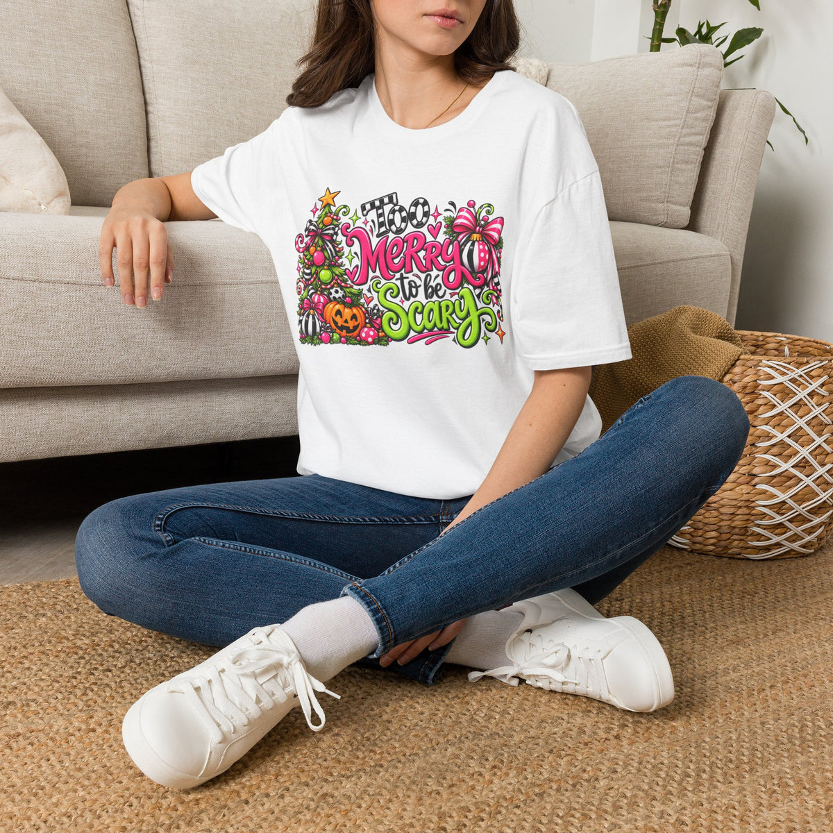Merry to be Scary Christmas Halloween T-Shirt — Cute Spooky Holiday Graphic Tee