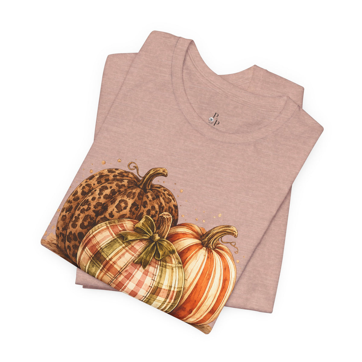 Plaid About Fall | Leopard & Plaid Pumpkin Graphic Tee Jersey Short Sleeve Tee