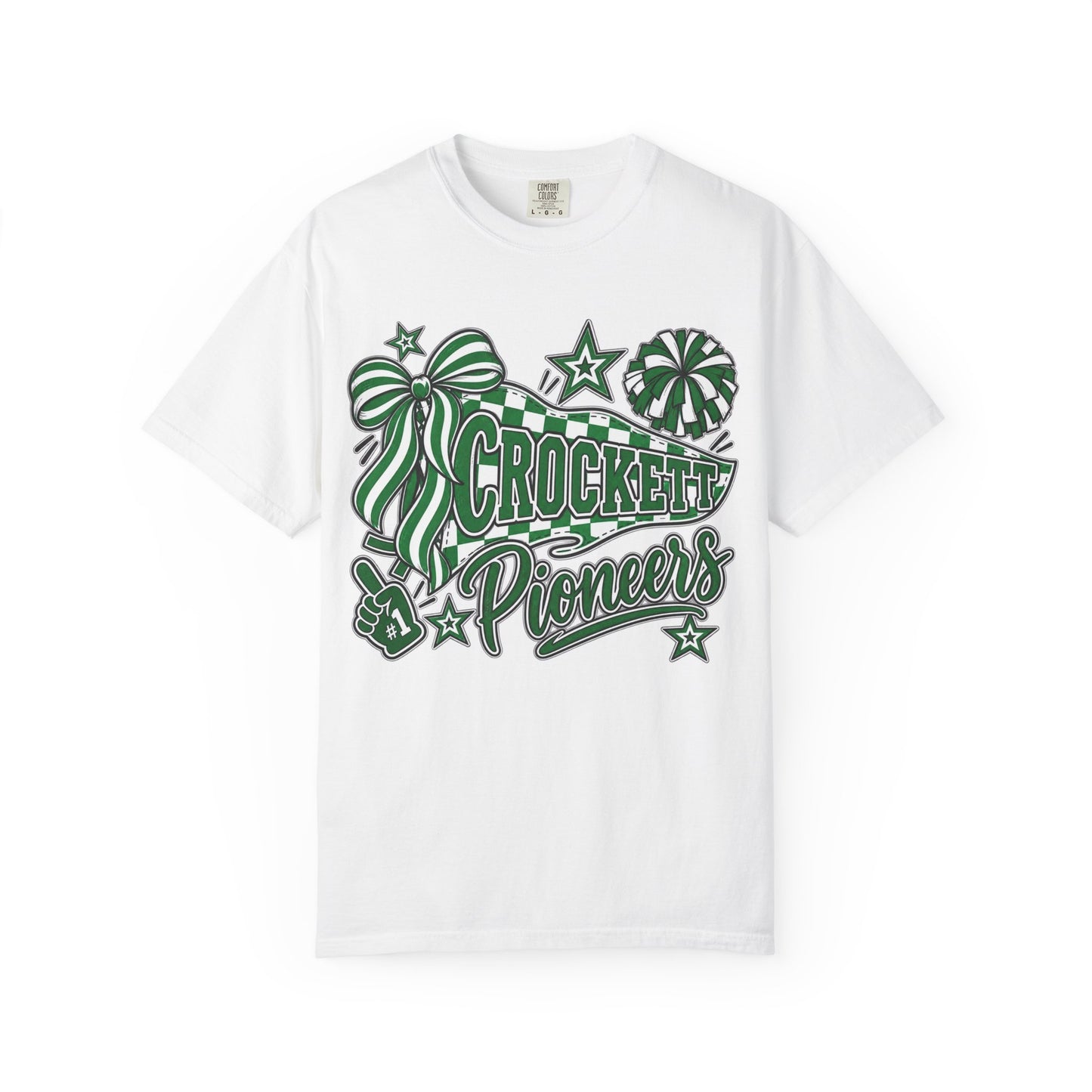 Crockett Pioneers Graphic T-Shirt — School Spirit Retro Ribbon Design