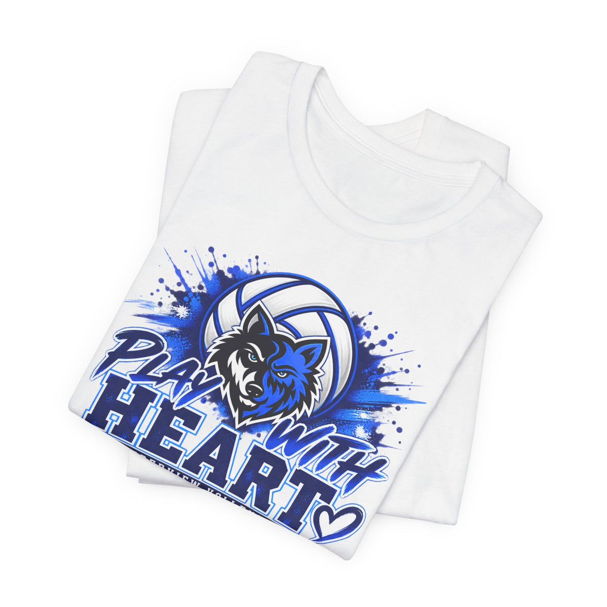Play With Heart Volleyball T-Shirt — Wolf Mascot Team Tee