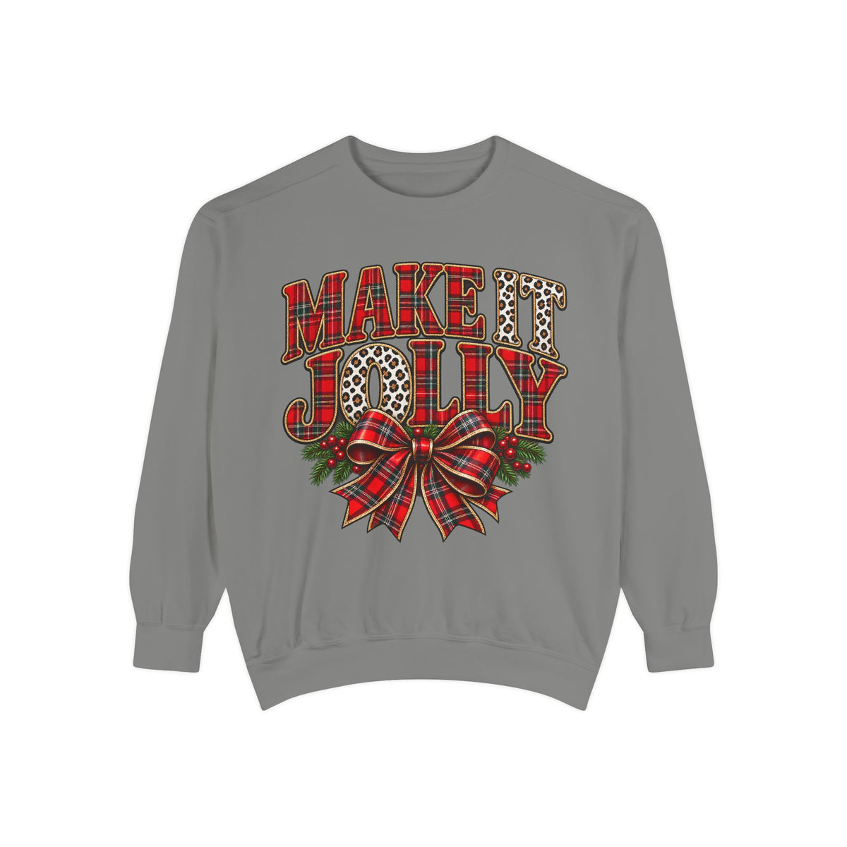 Merry Jolly Plaid Bow Sweatshirt