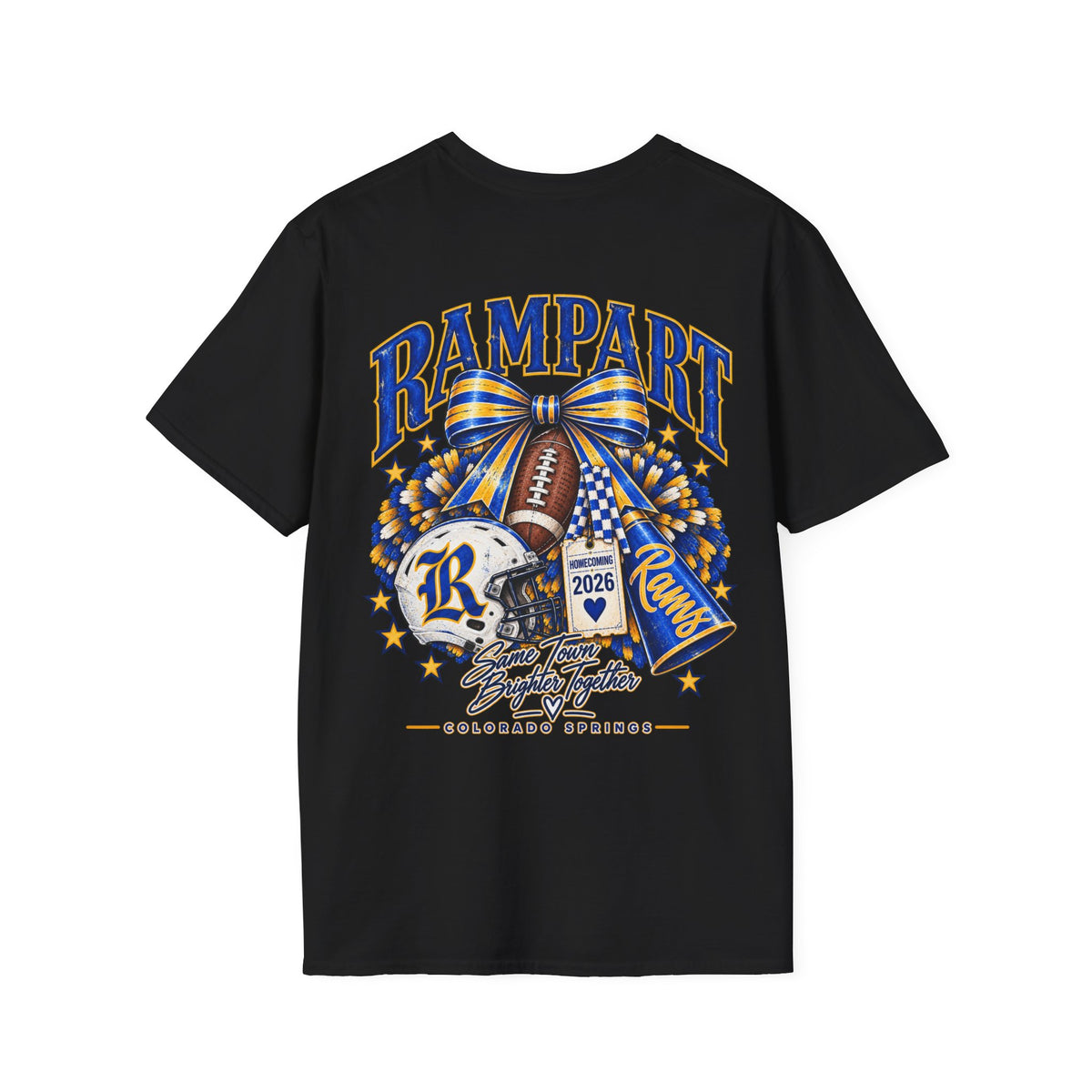Rampart High School Football Tee — 'Rampart' Vintage Helmet & Football Design