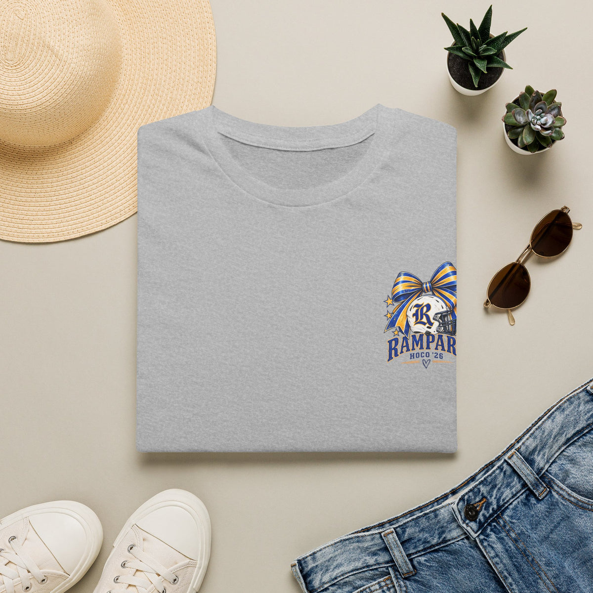 Rampart High School Football Tee — 'Rampart' Vintage Helmet & Football Design