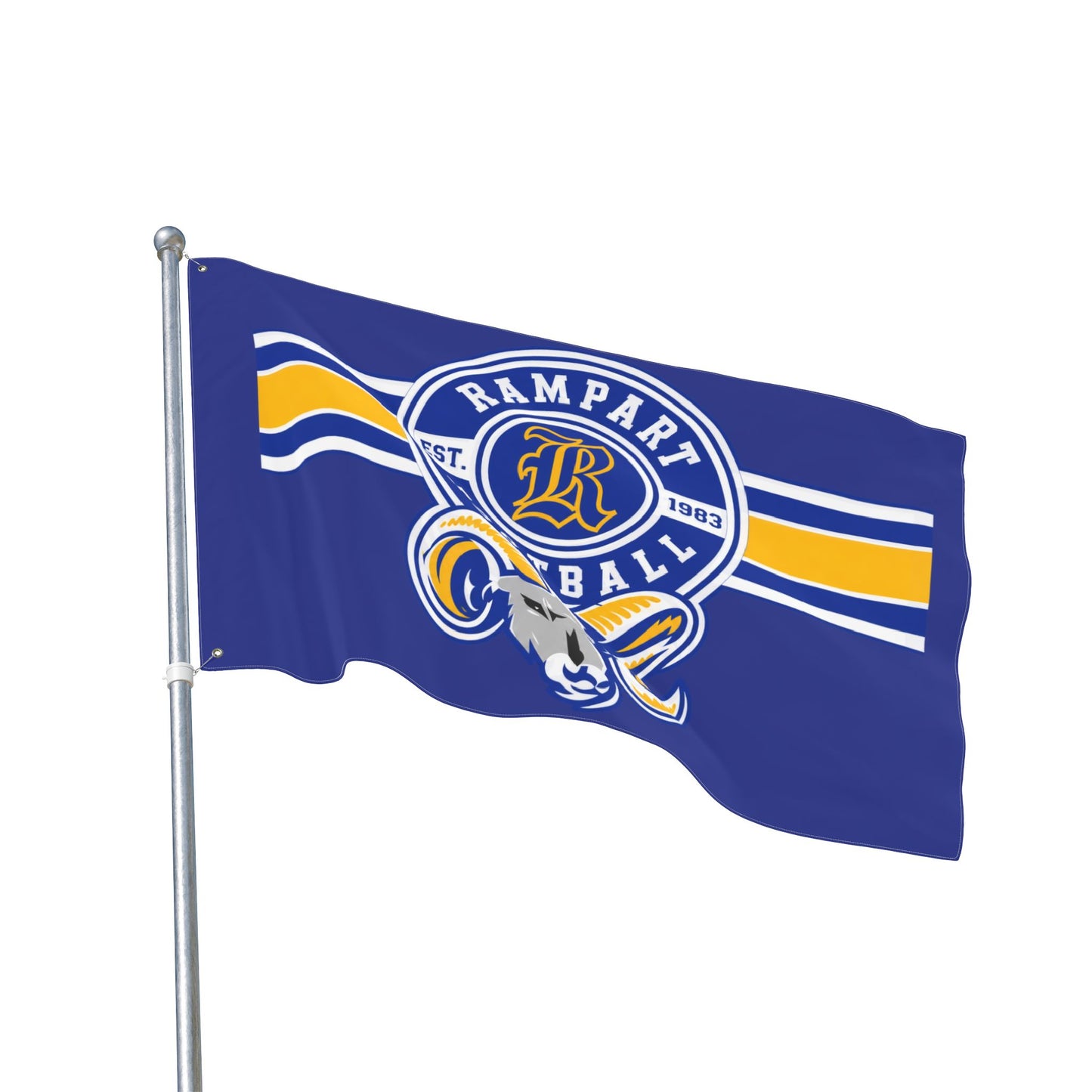 Rampart Football Double-Sided Team Flag – Blue & Gold Rams Banner