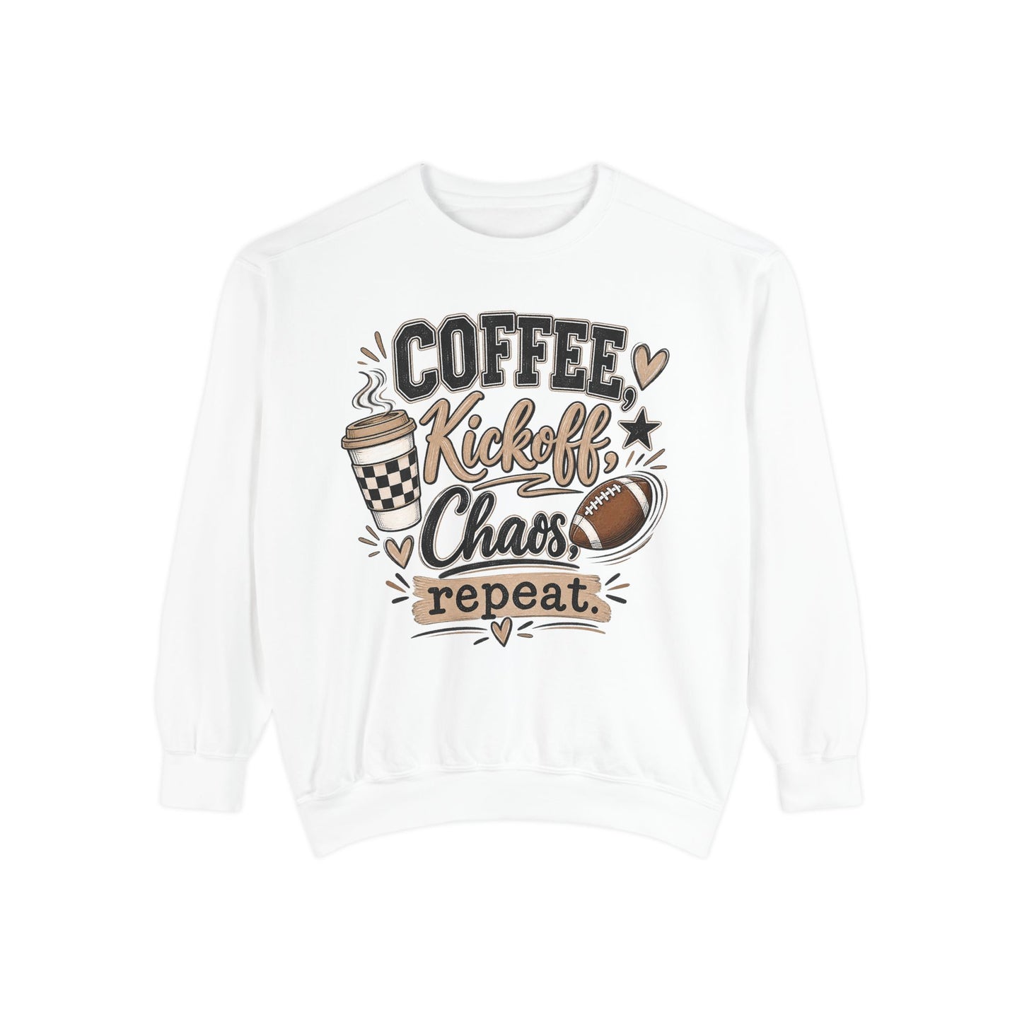 Coffee, Kickoff Repeat - Unisex Garment-Dyed Sweatshirt