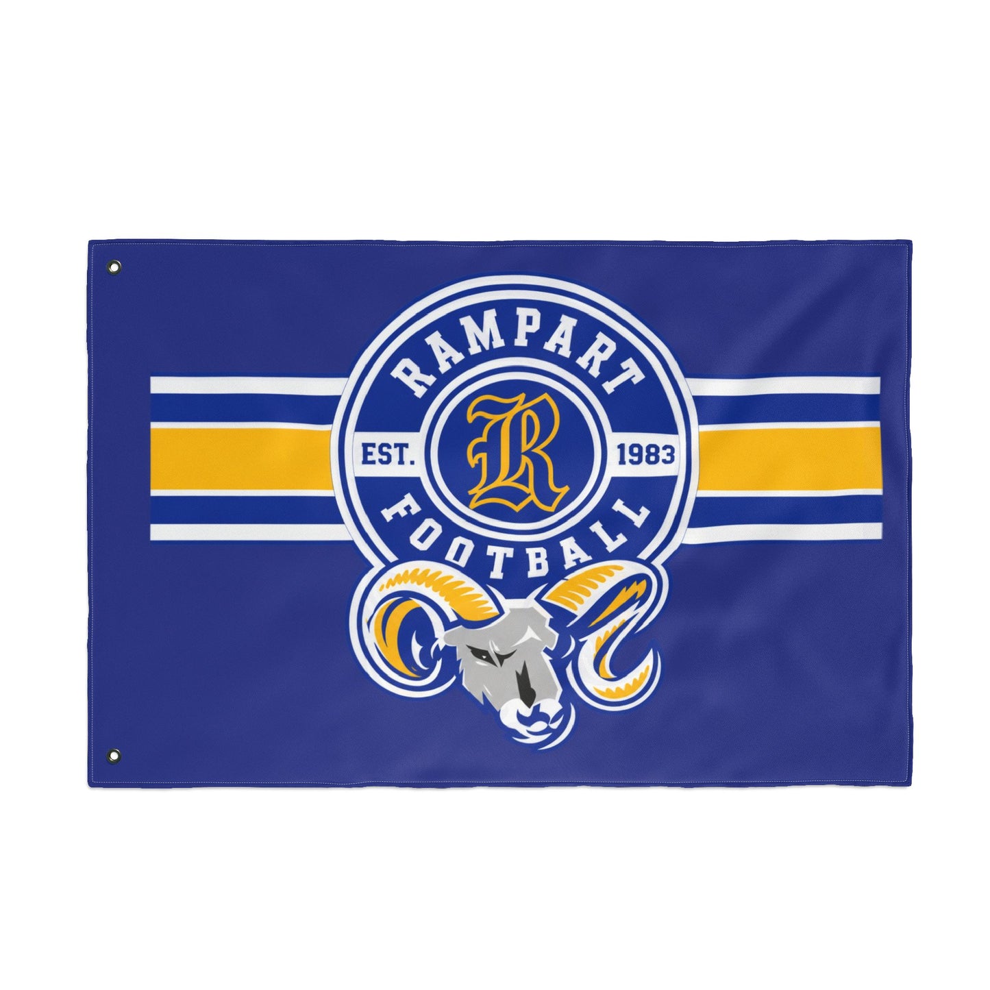 Rampart Football Double-Sided Team Flag – Blue & Gold Rams Banner