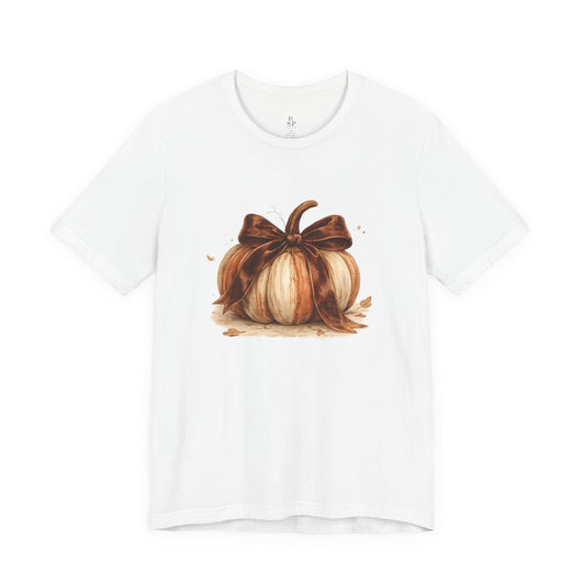 Pumpkin Bow Tee – Watercolor Fall Pumpkin T-Shirt