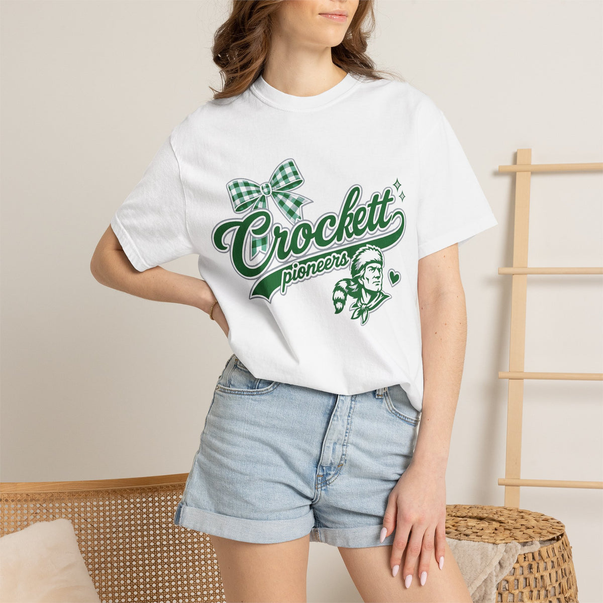 Crockett Pioneers Retro Logo T-Shirt — Vintage Green Script Tee