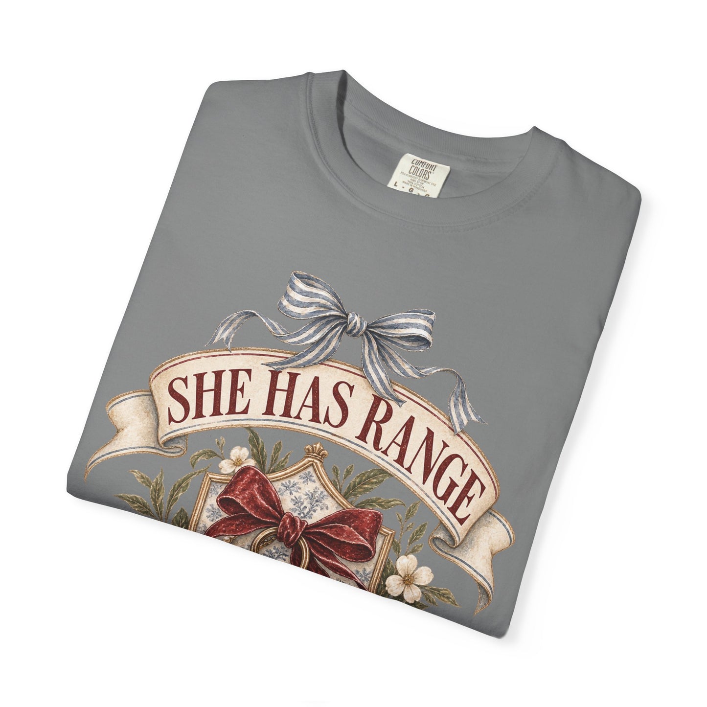 She Has Range Shirt | Funny Mom Graphic Tee | Prayer Profanity Avoidance Carpool Shirt | Vintage Preppy Faith Mom T-Shirt