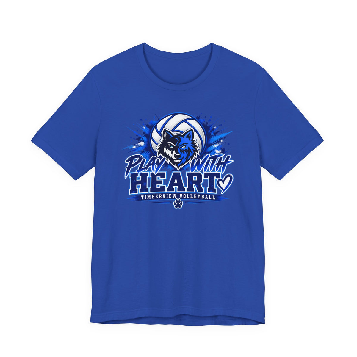 Play With Heart Volleyball T-Shirt — Wolf Mascot Team Tee