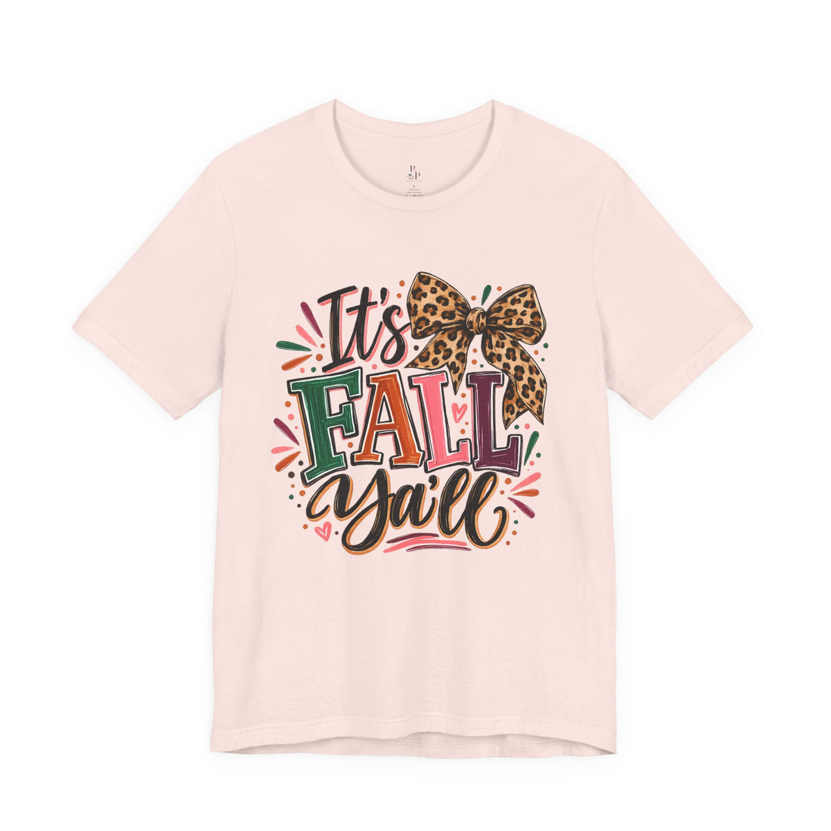 It's Fall Y'all Tee — Leopard Bow Autumn Graphic T-Shirt