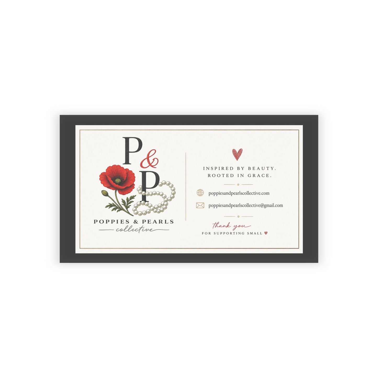 Poppies & Pearls Floral Business Cards — Elegant Feminine Logo Cards
