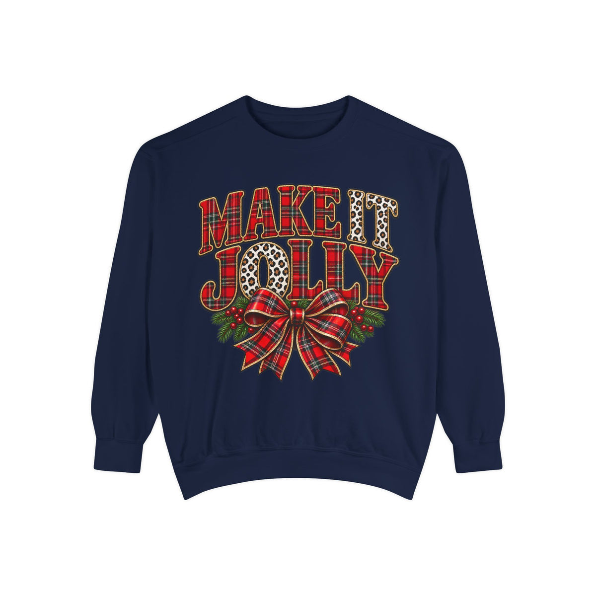 Merry Jolly Plaid Bow Sweatshirt
