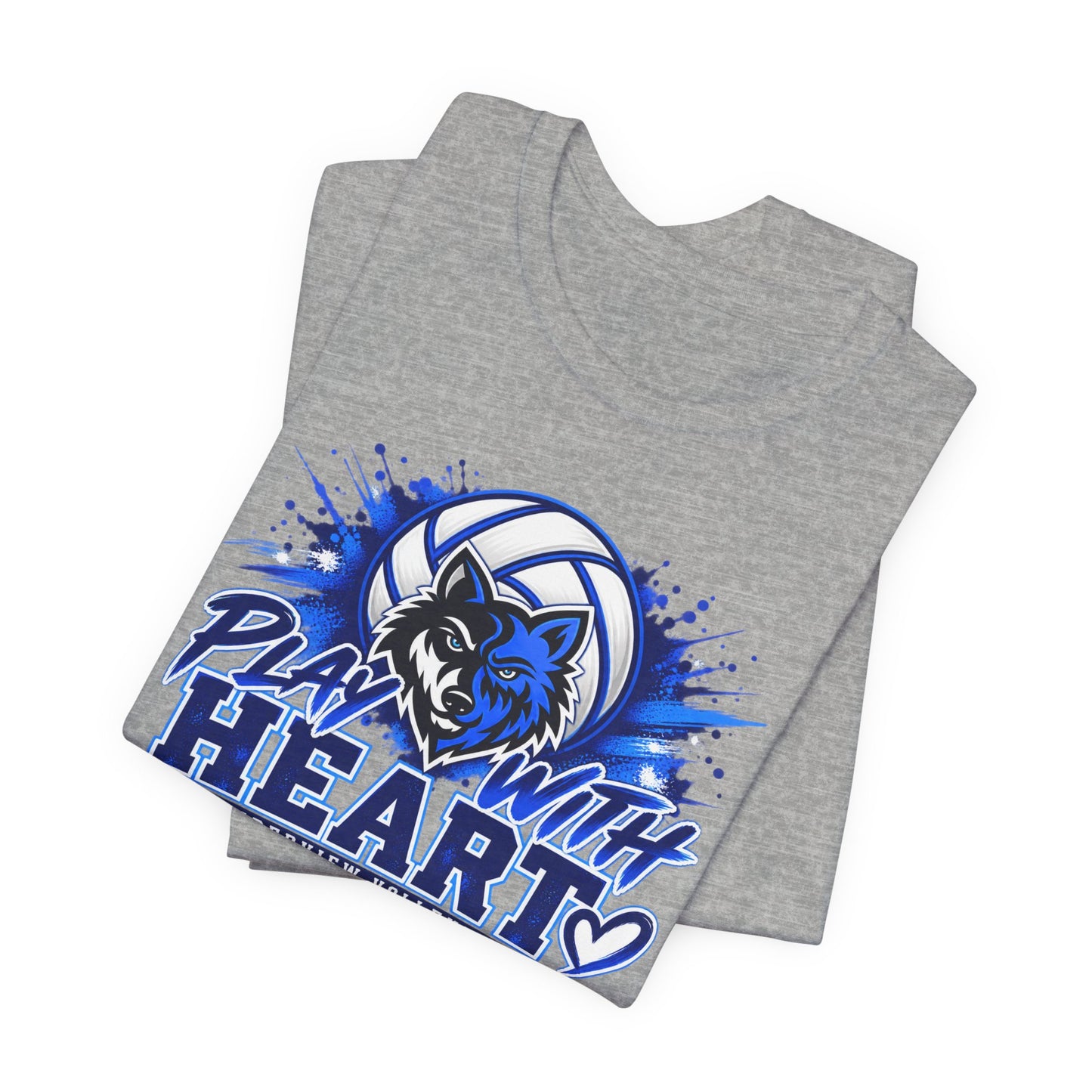 Play With Heart Volleyball T-Shirt — Wolf Mascot Team Tee