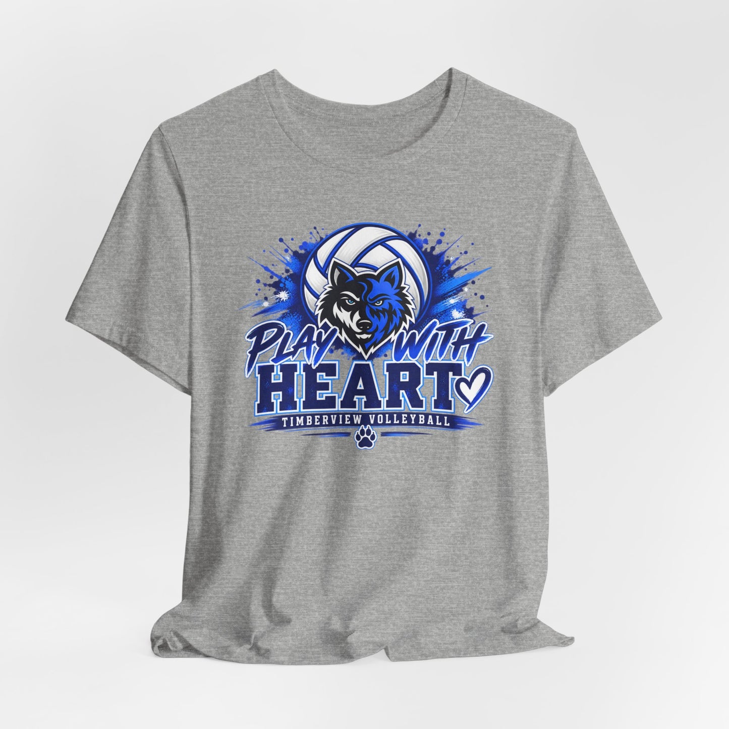 Play With Heart Volleyball T-Shirt — Wolf Mascot Team Tee