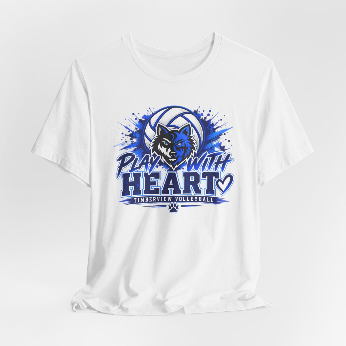 Play With Heart Volleyball T-Shirt — Wolf Mascot Team Tee