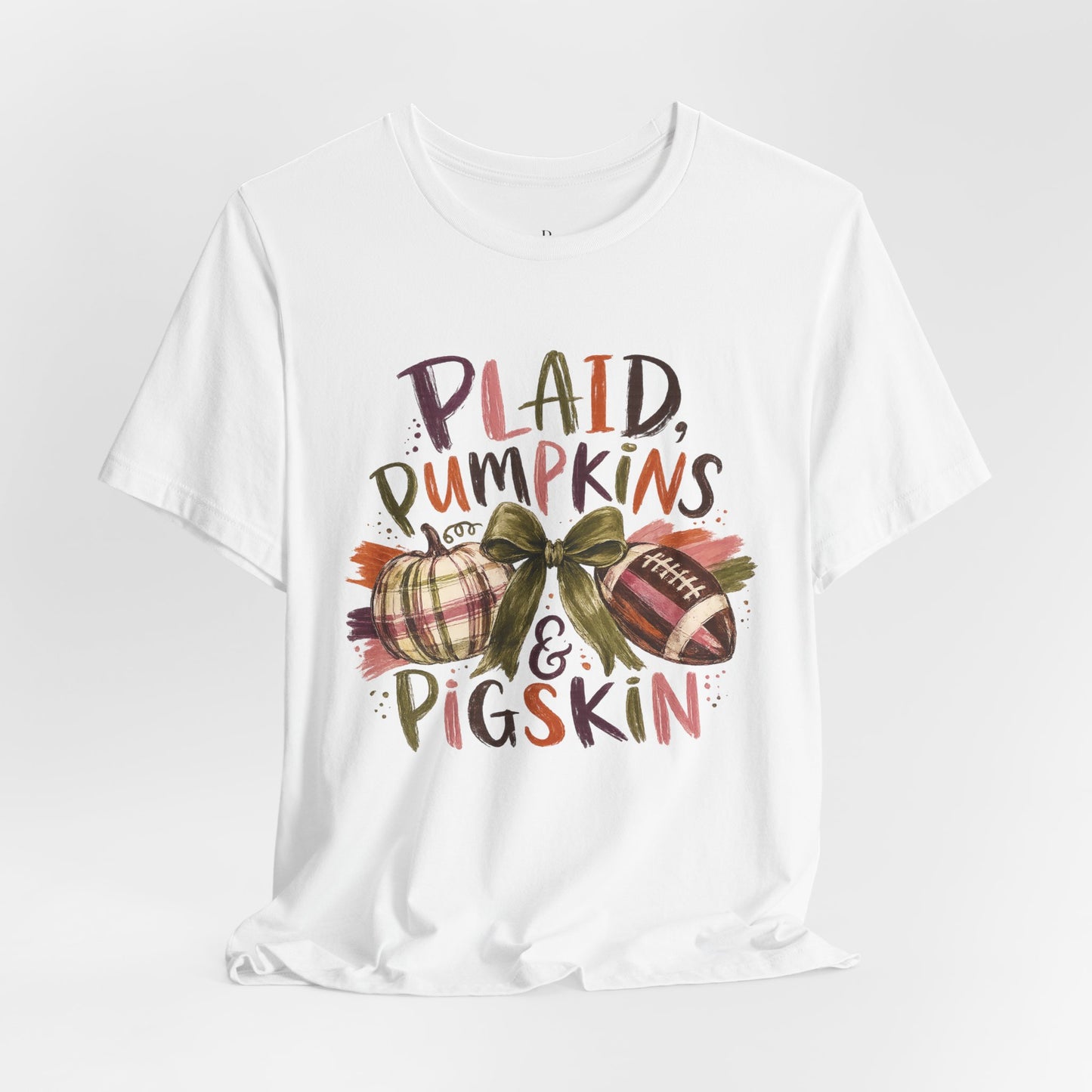 Plaid Pumpkins & Pigskin Tee — Fall Football Pumpkin Shirt