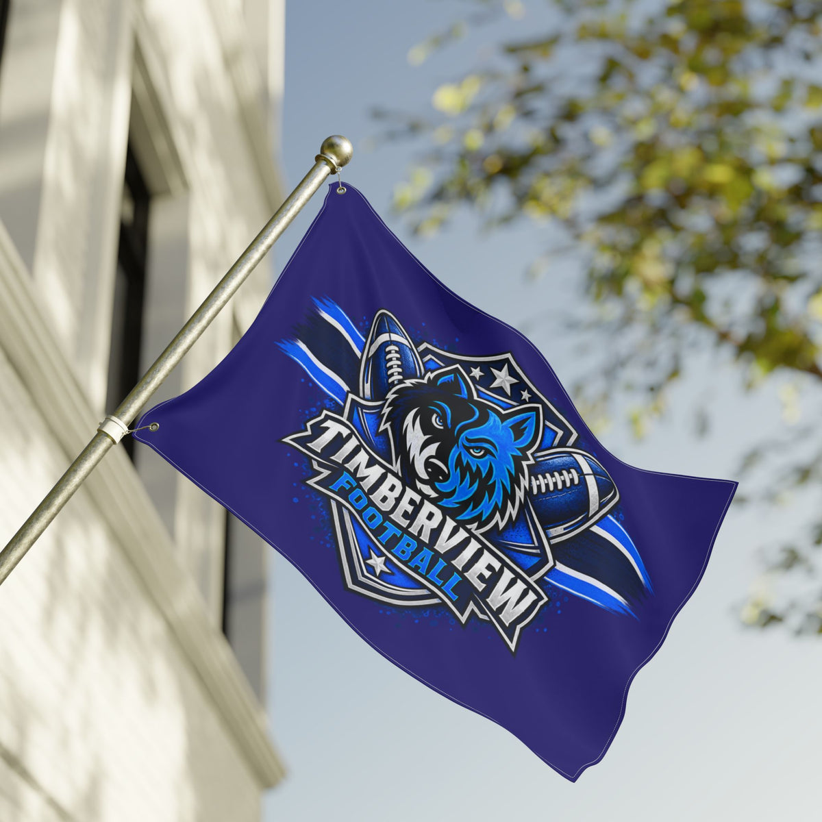 Timberview Football Wolf Flag - Double-Sided Team Banner