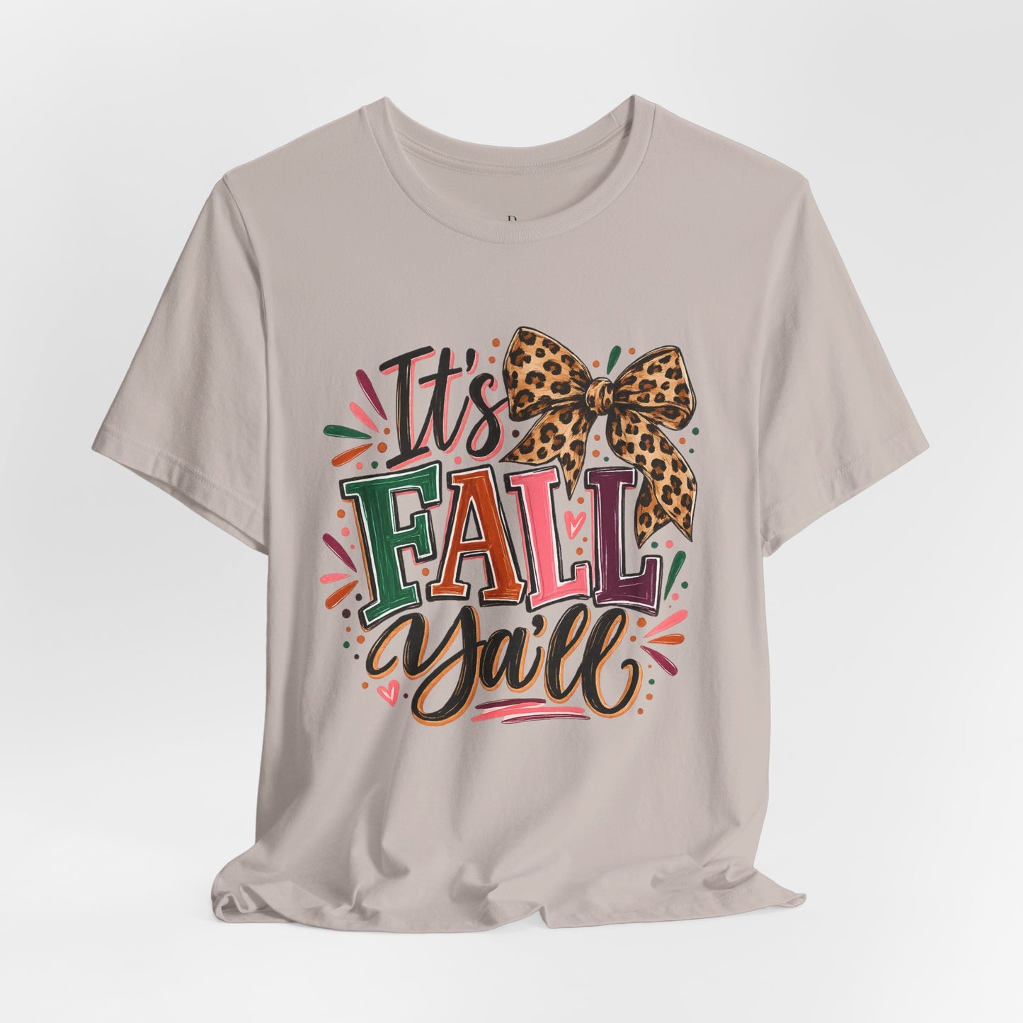 It's Fall Y'all Tee — Leopard Bow Autumn Graphic T-Shirt