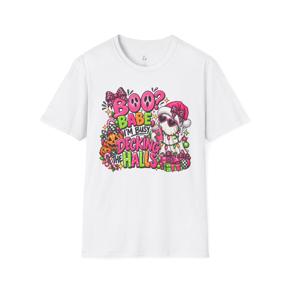 Decking the Halls Boo Babe T-Shirt — Cute Halloween-Christmas Mashup Tee