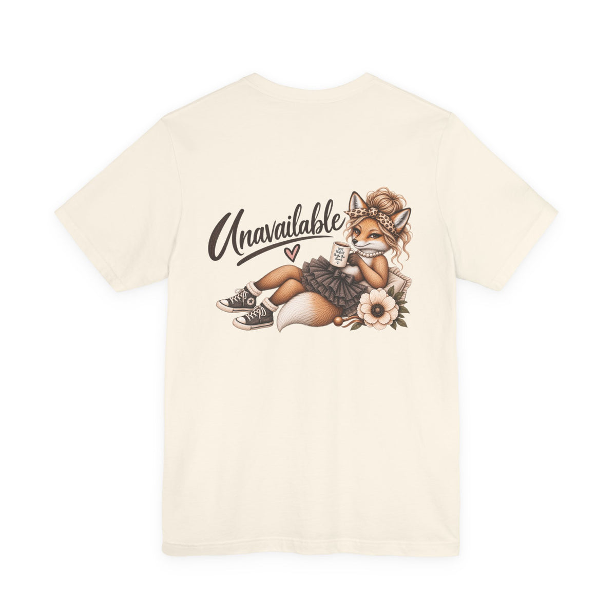 Unavailable Fox Girl Graphic Tee — Cute Relaxed Casual Shirt with 'Unavailable' Script