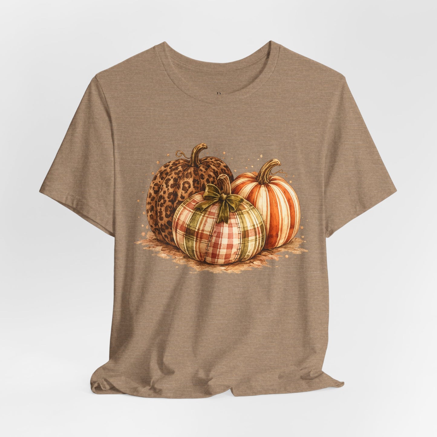 Plaid About Fall | Leopard & Plaid Pumpkin Graphic Tee Jersey Short Sleeve Tee