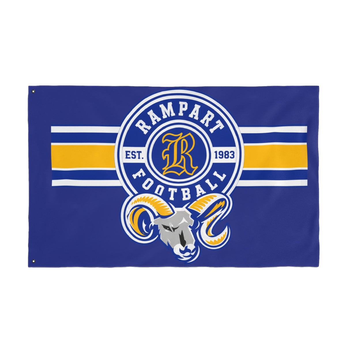 Rampart Football Double-Sided Team Flag – Blue & Gold Rams Banner