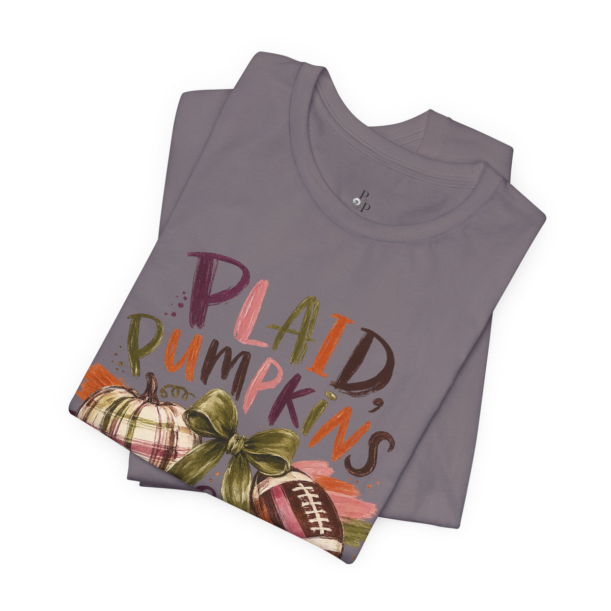 Plaid Pumpkins & Pigskin Tee — Fall Football Pumpkin Shirt