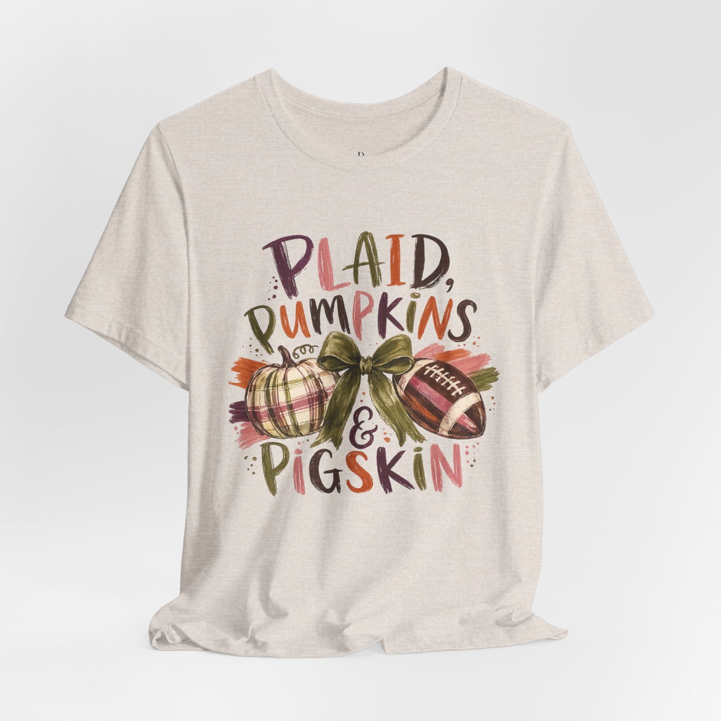 Plaid Pumpkins & Pigskin Tee — Fall Football Pumpkin Shirt