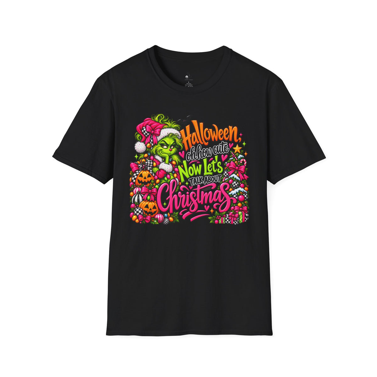 Halloween Then Christmas Now T-Shirt — Grinch & Jack-o’-Lantern Holiday Mashup Tee