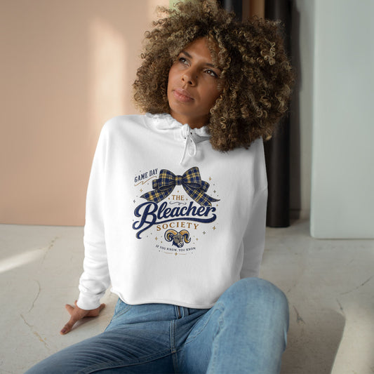 Bleacher Society Crop Hoodie — Game Day Plaid Bow Sports Fan Cropped Hoodie