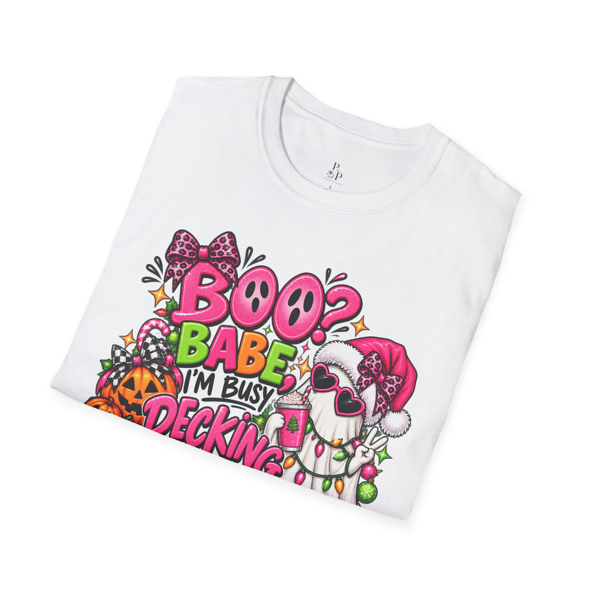 Decking the Halls Boo Babe T-Shirt — Cute Halloween-Christmas Mashup Tee