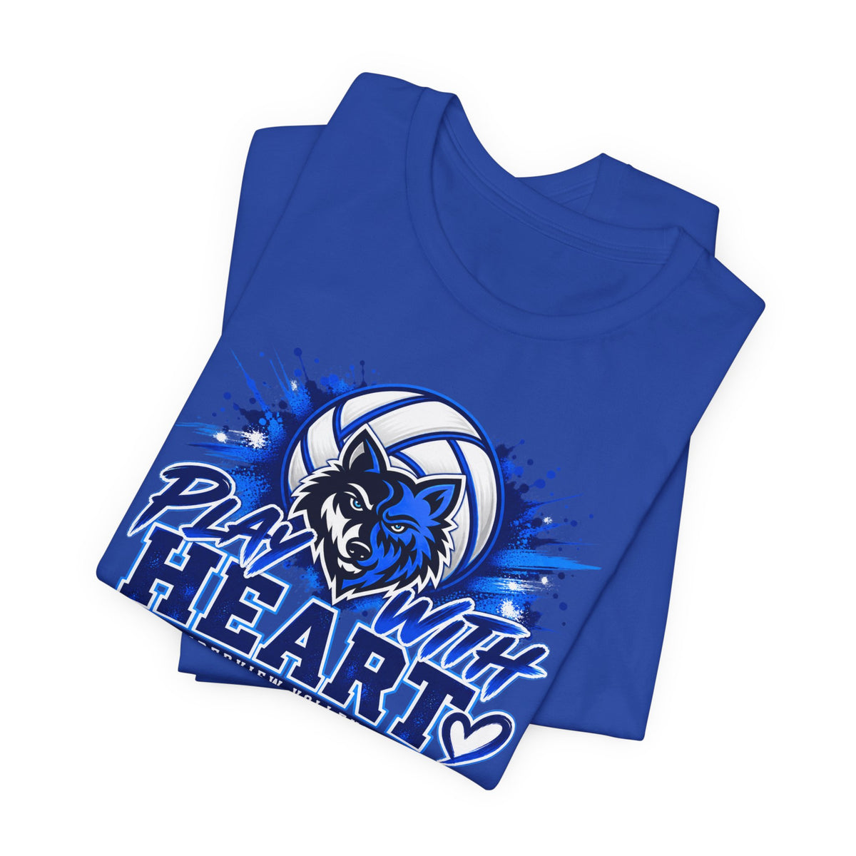 Play With Heart Volleyball T-Shirt — Wolf Mascot Team Tee