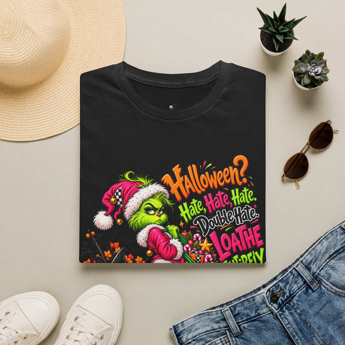 Grinch Halloween T-Shirt — "Halloween? Bah Humbug!" Festive Spooky Holiday Tee