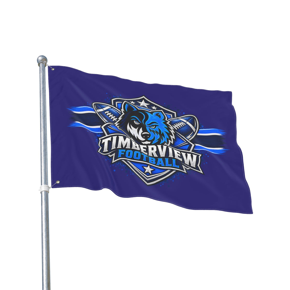 Timberview Football Wolf Flag - Double-Sided Team Banner