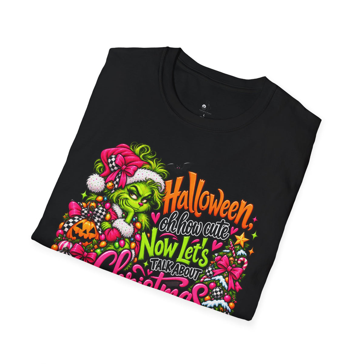 Halloween Then Christmas Now T-Shirt — Grinch & Jack-o’-Lantern Holiday Mashup Tee
