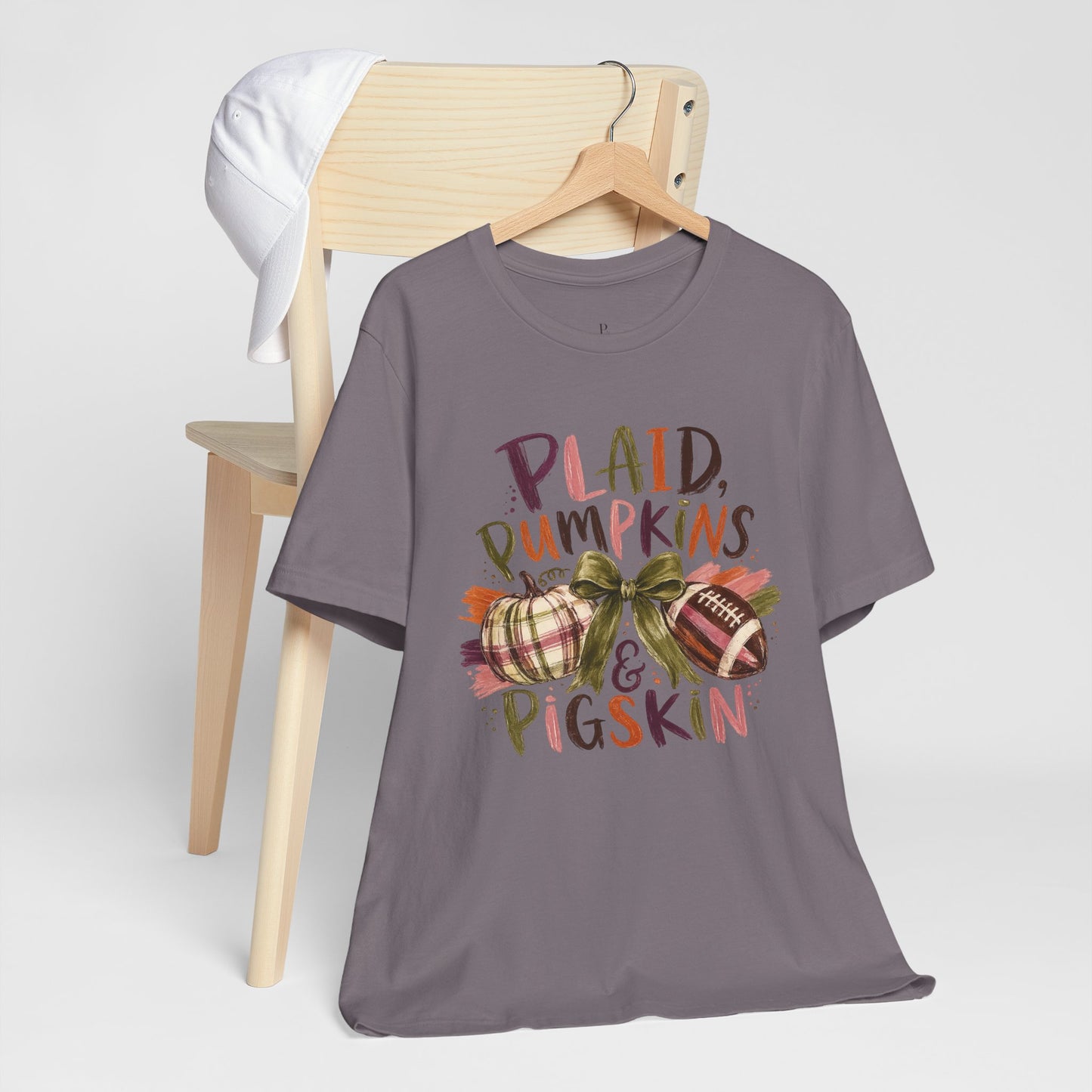 Plaid Pumpkins & Pigskin Tee — Fall Football Pumpkin Shirt