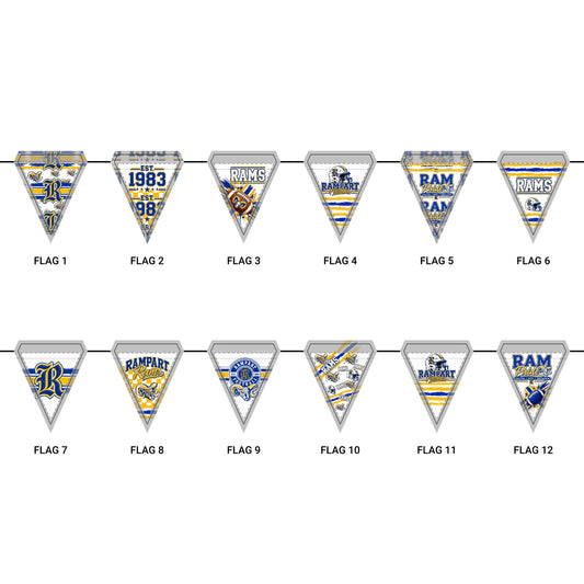 Sports Team Party Triangle Flags Bunting – Blue & Gold Fan Decor (12-Flag Set)