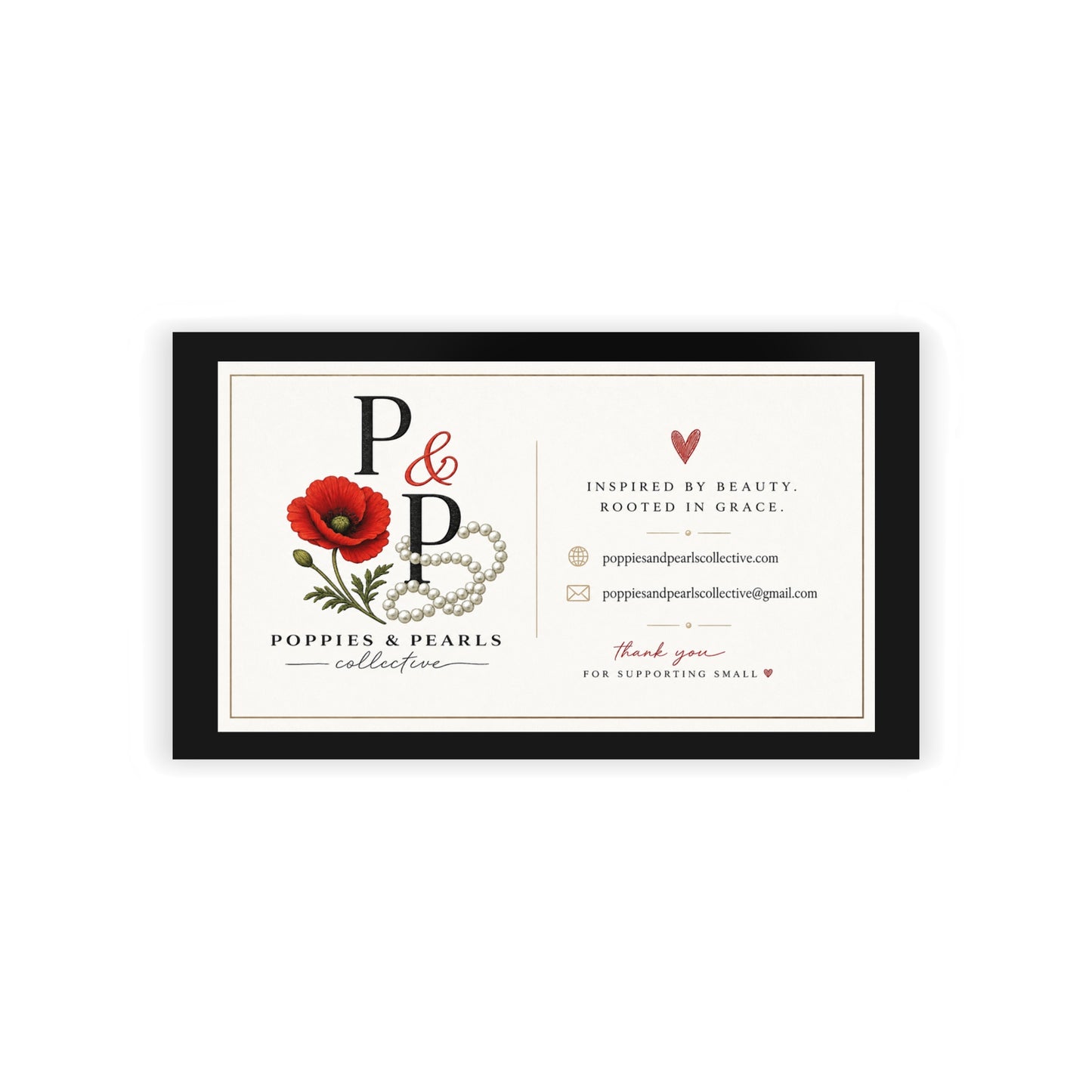 Poppies & Pearls Floral Business Cards — Elegant Feminine Logo Cards
