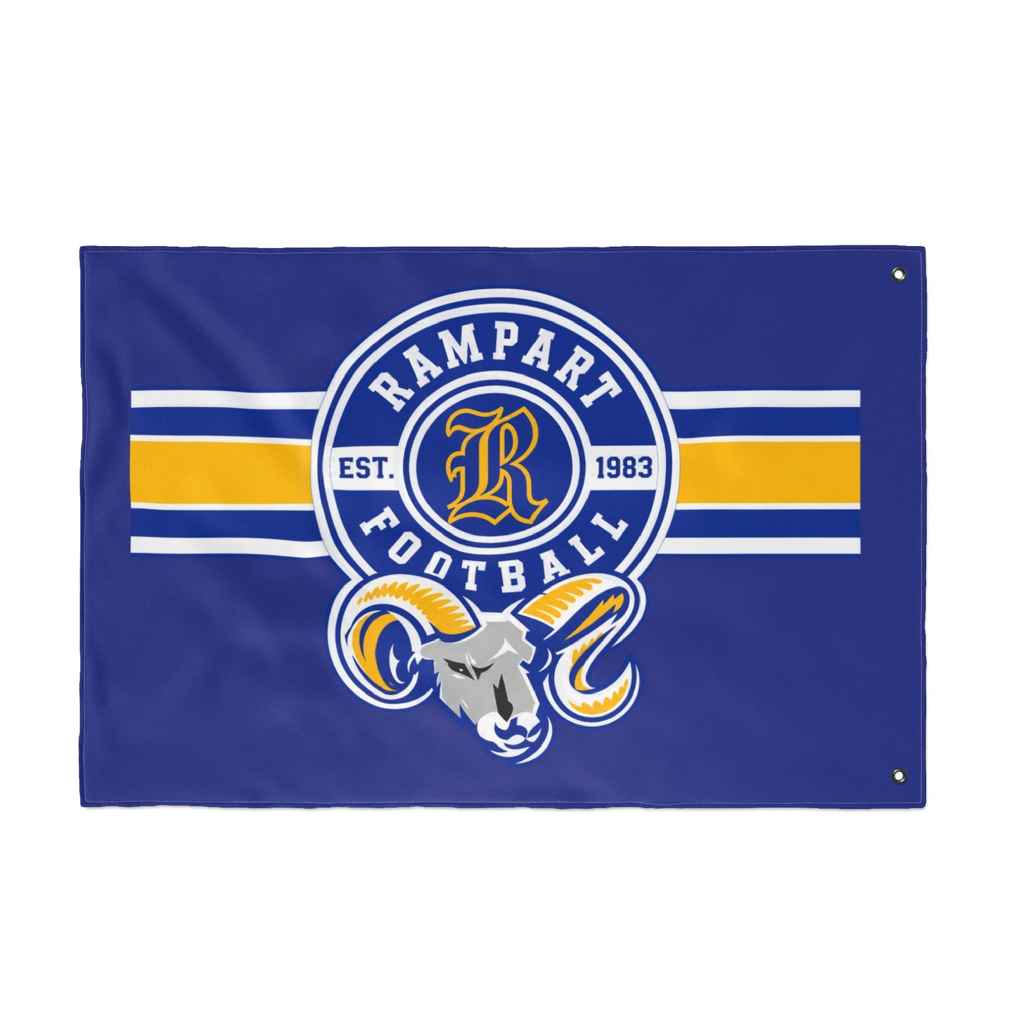 Rampart Football Double-Sided Team Flag – Blue & Gold Rams Banner