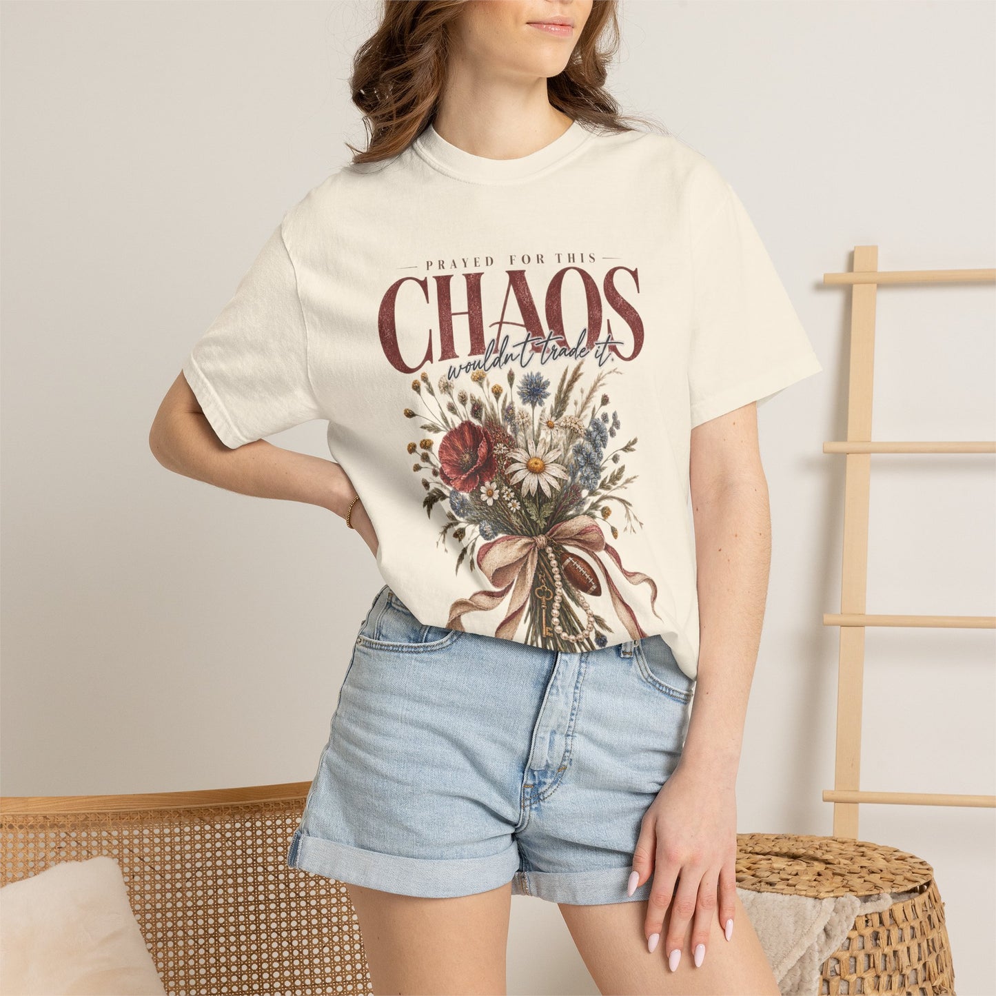 Prayed for This Chaos Shirt | Faith Based Sports Mom Tee | Football Mom Wildflower Shirt | Christian Mom