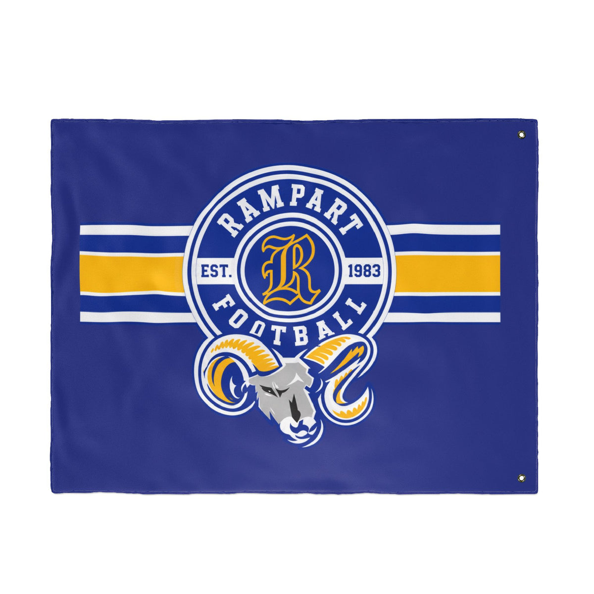Rampart Football Double-Sided Team Flag – Blue & Gold Rams Banner