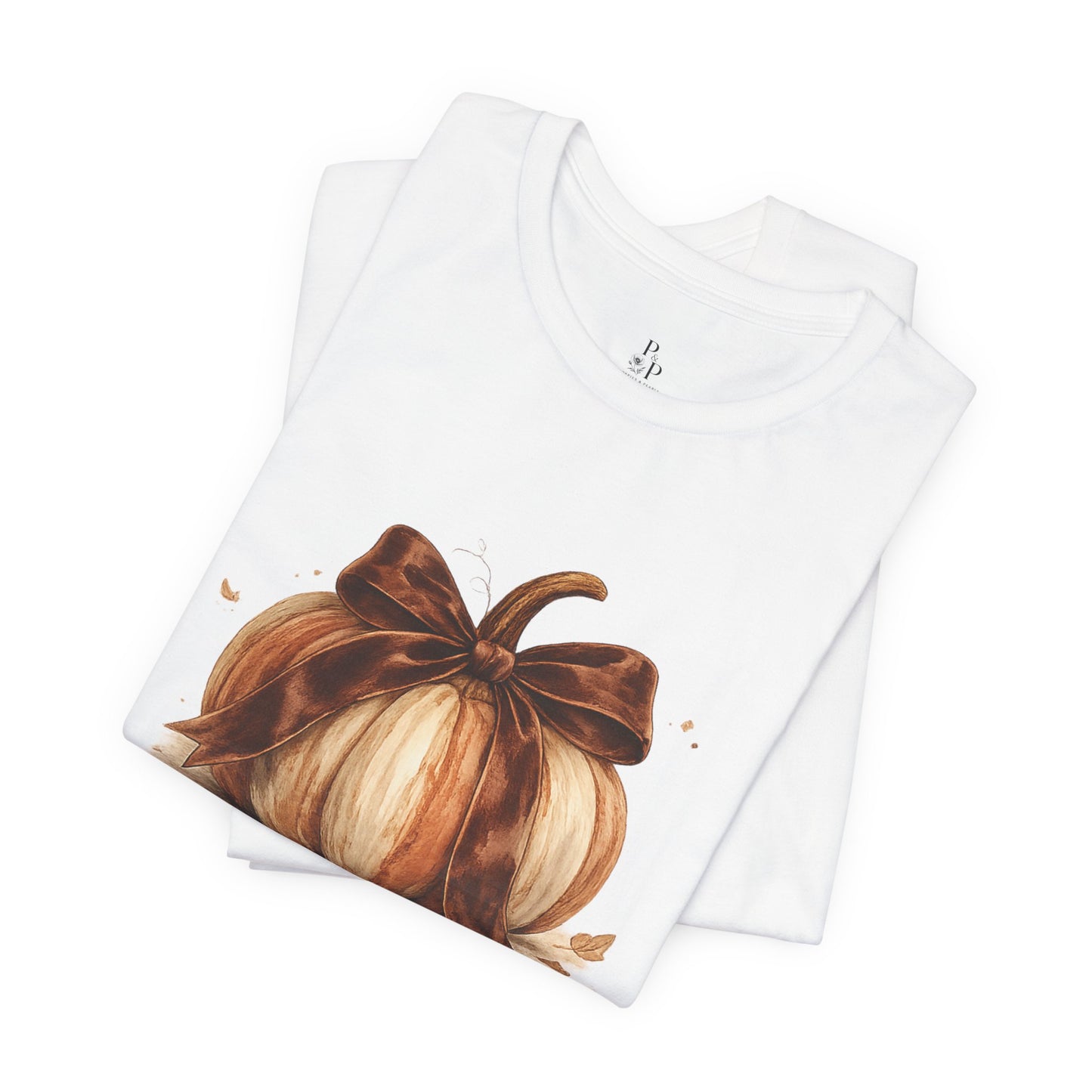 Pumpkin Bow Tee – Watercolor Fall Pumpkin T-Shirt