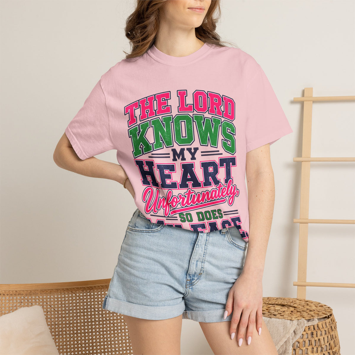 The Lord Knows My Heart Unfortunately So Does My Face T-Shirt | Christian Humor