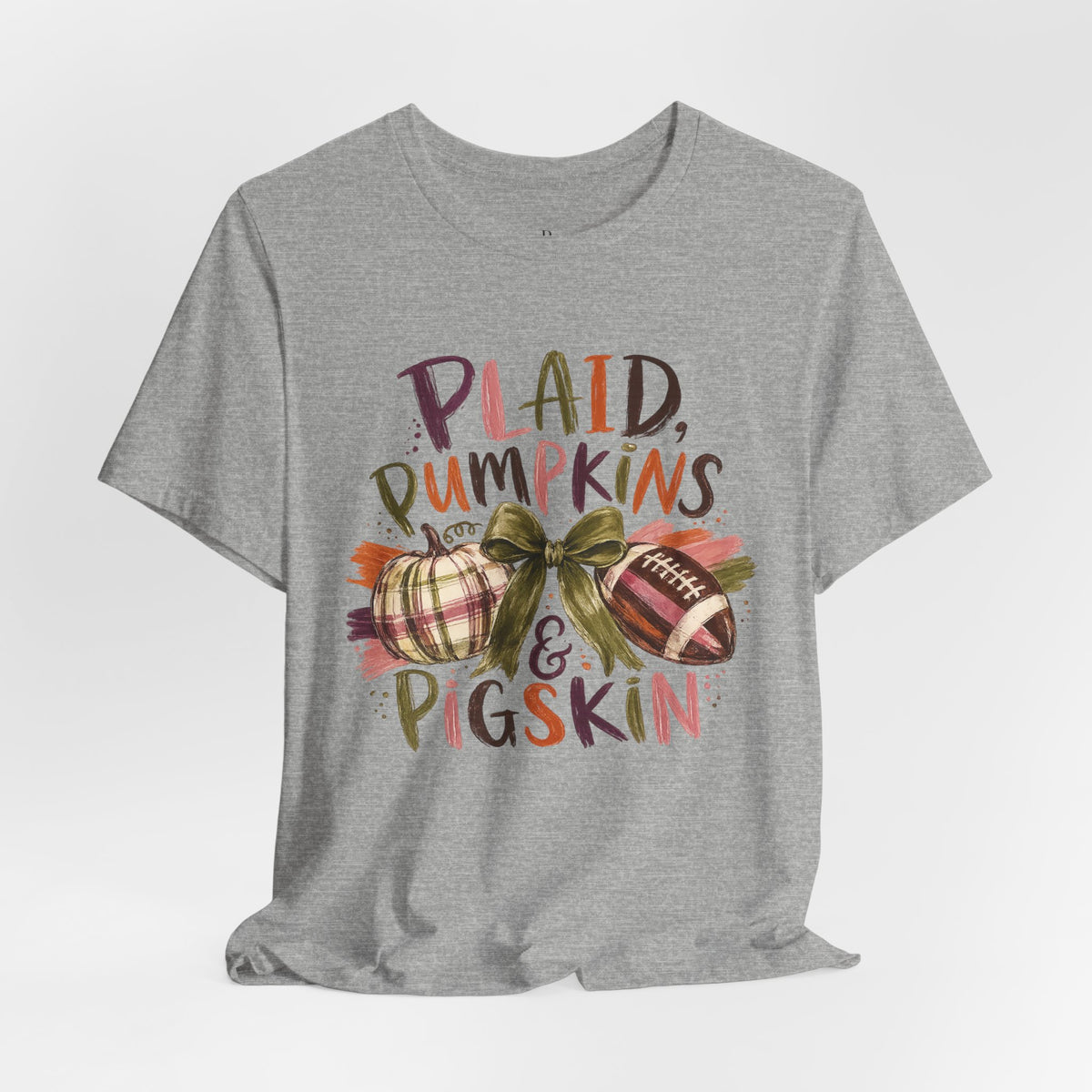 Plaid Pumpkins & Pigskin Tee — Fall Football Pumpkin Shirt