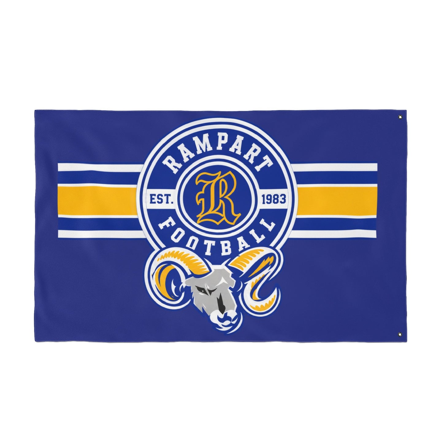 Rampart Football Double-Sided Team Flag – Blue & Gold Rams Banner