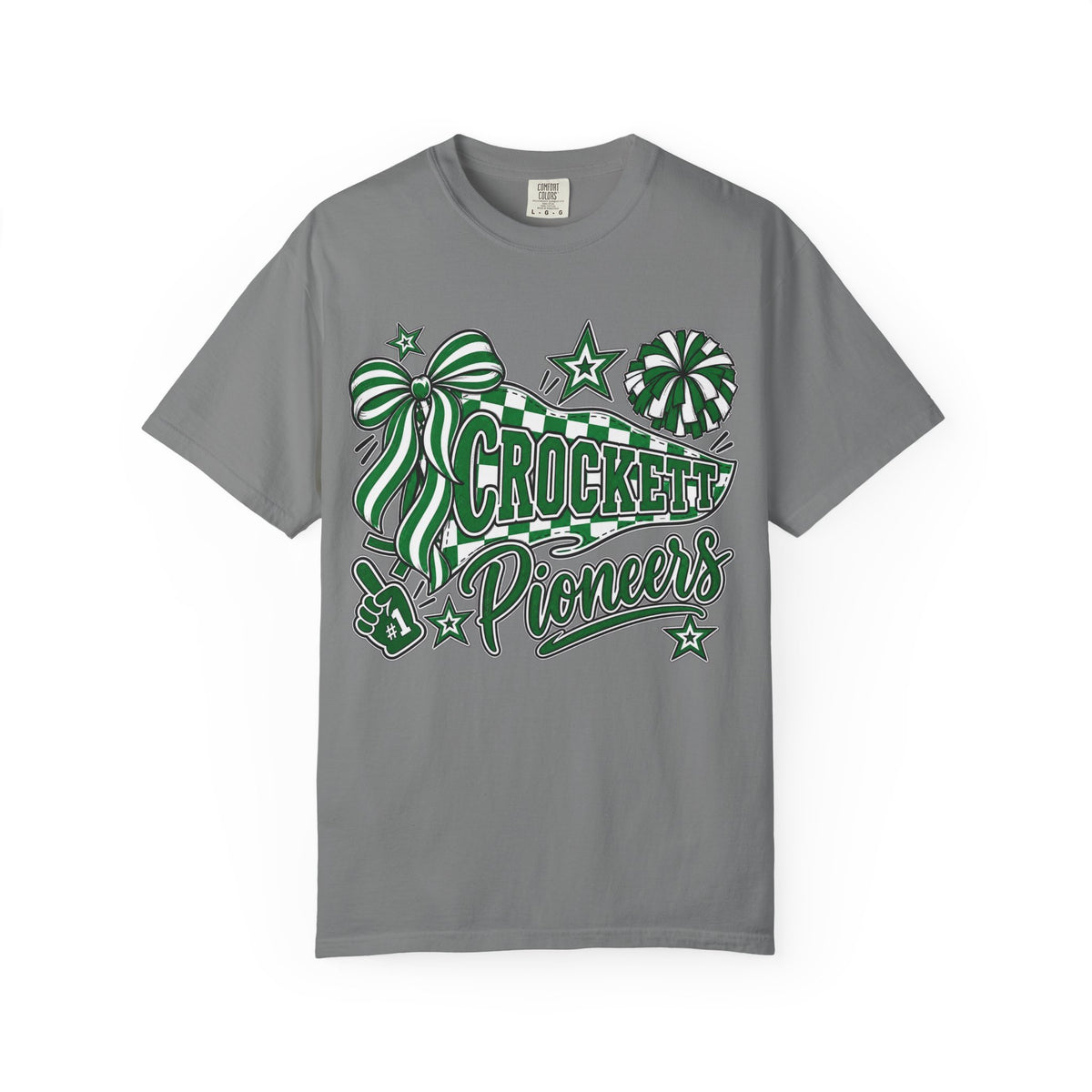 Crockett Pioneers Graphic T-Shirt — School Spirit Retro Ribbon Design