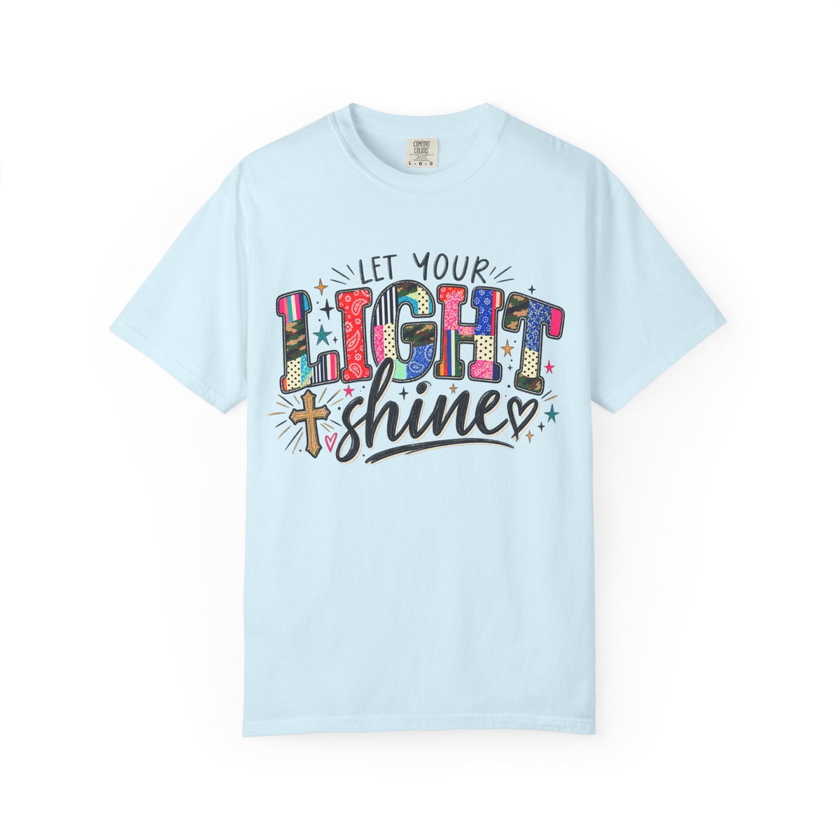Let Your Light Shine T-shirt | Inspirational Christian Faith Cross Design