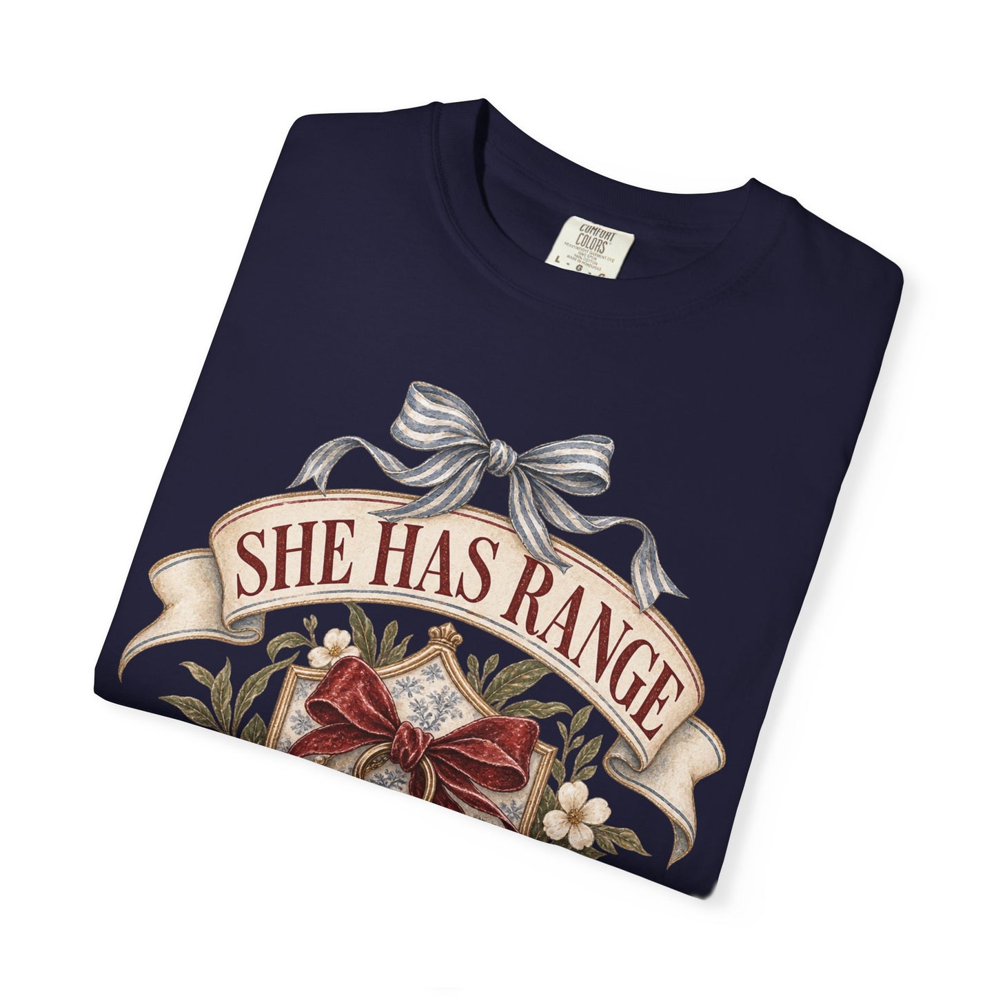 She Has Range Shirt | Funny Mom Graphic Tee | Prayer Profanity Avoidance Carpool Shirt | Vintage Preppy Faith Mom T-Shirt